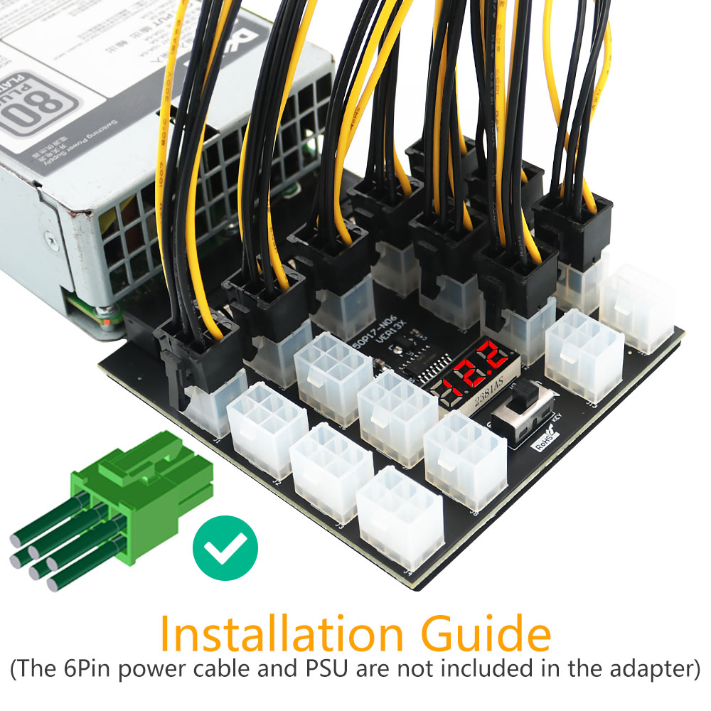 PCI-E 12V 50Pin to ATX 17 x 6P - 2400W Server Psu Breakout Board ulasan dan harga
